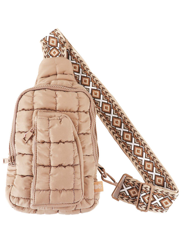 Simply Southern Quilted Puff Sling Bag in Mocha