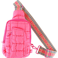 Simply Southern Quilted Puff Sling Bag in Hot Pink