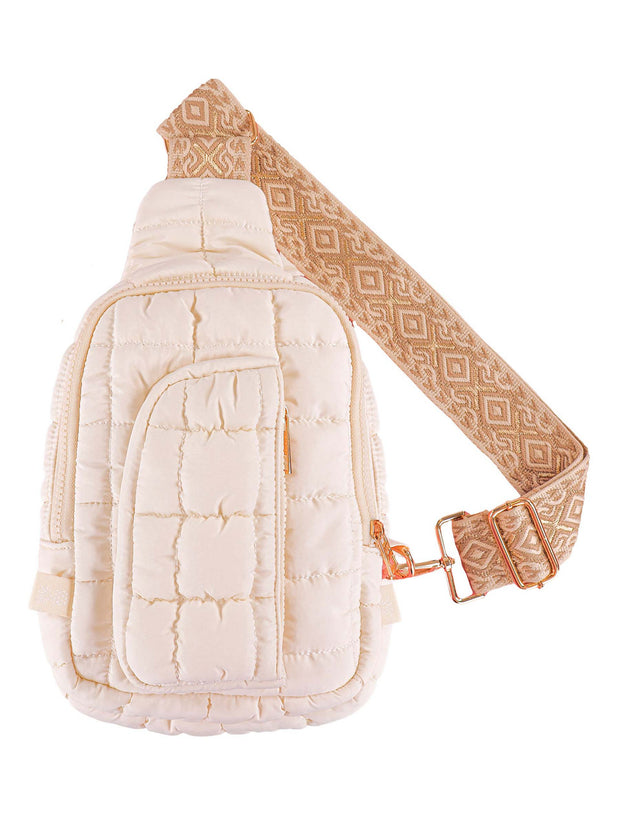 Simply Southern Quilted Puff Sling Bag in Wisp