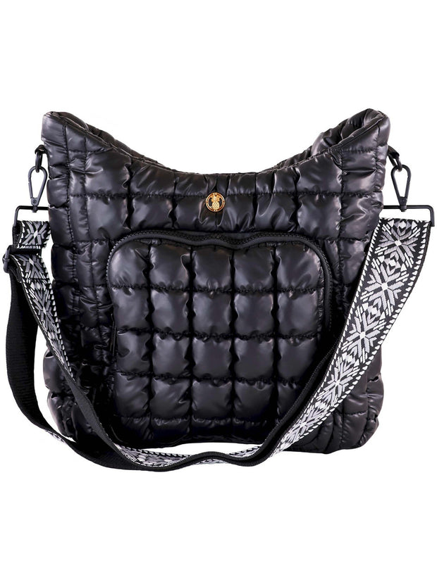 Simply Southern Quilted Puff Crossbody Bag in Black