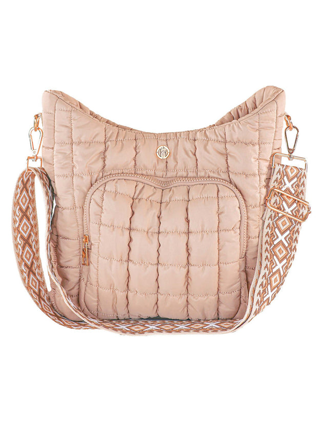 Simply Southern Quilted Puff Crossbody Bag in Mocha