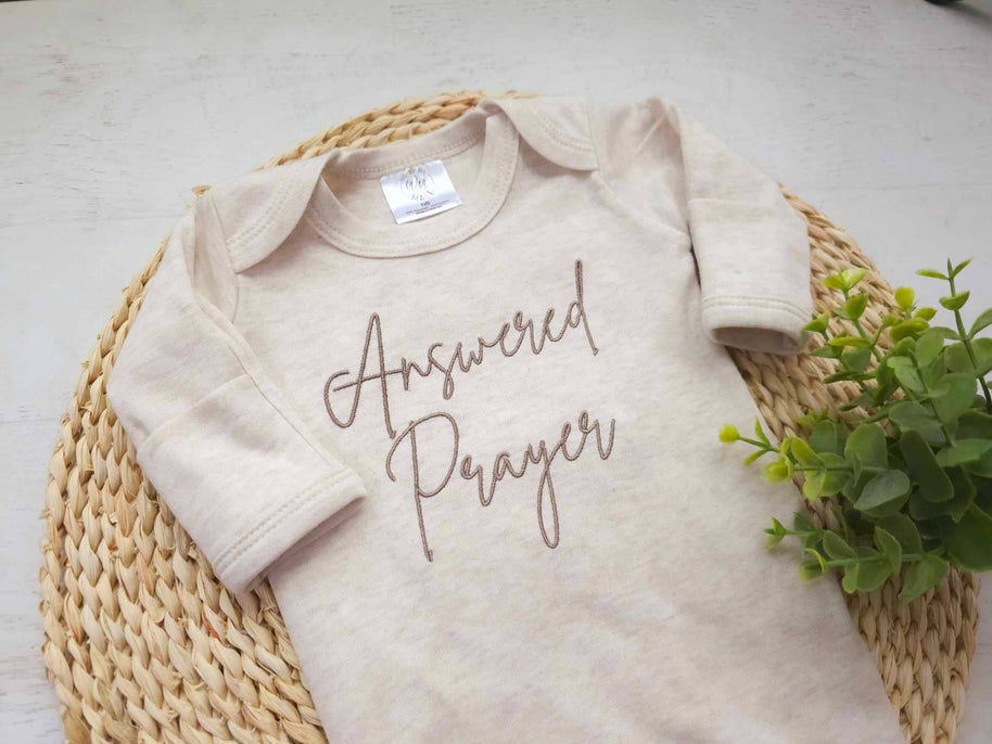 Answered Prayer Embroidered Baby - Romper Only