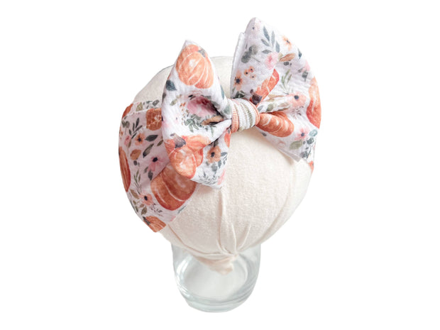 Pumpkin Floral Headband Baby Bow