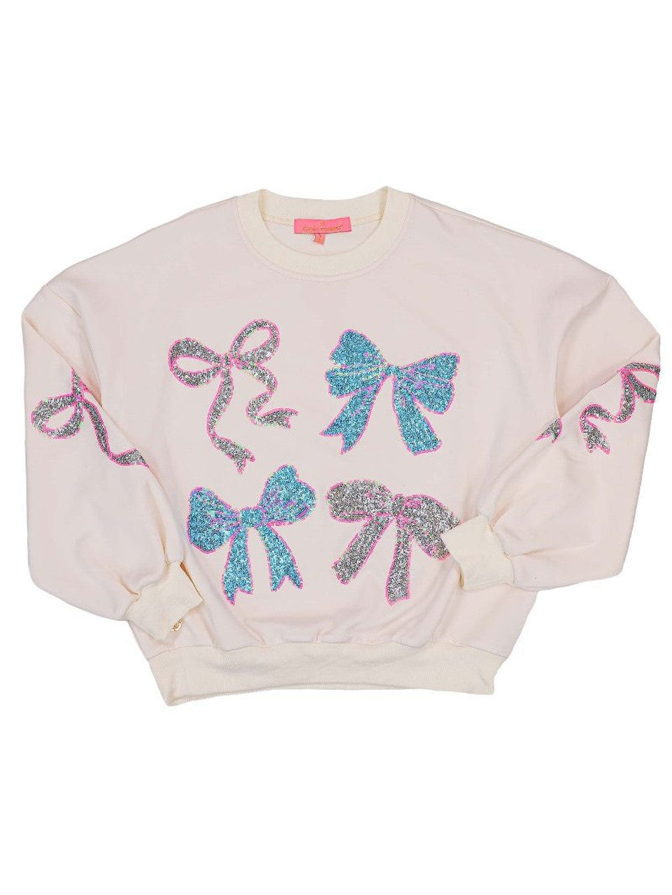 Simply Southern Ivory  Sequin Ribbons Crewneck