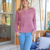 Simply Southern So Soft Quarter Zip Sweater in Plum