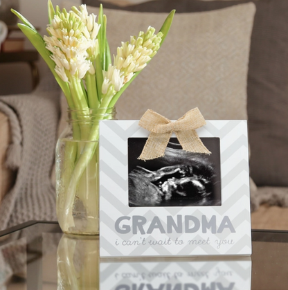 Grandma I Can't Wait To Meet You Chevron Sonogram Frame