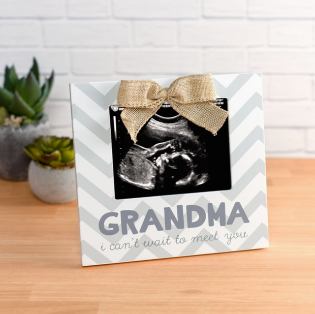 Grandma I Can't Wait To Meet You Chevron Sonogram Frame