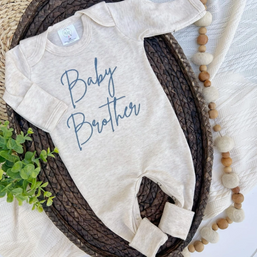 Baby Brother Embroidered Baby Romper - Romper Only