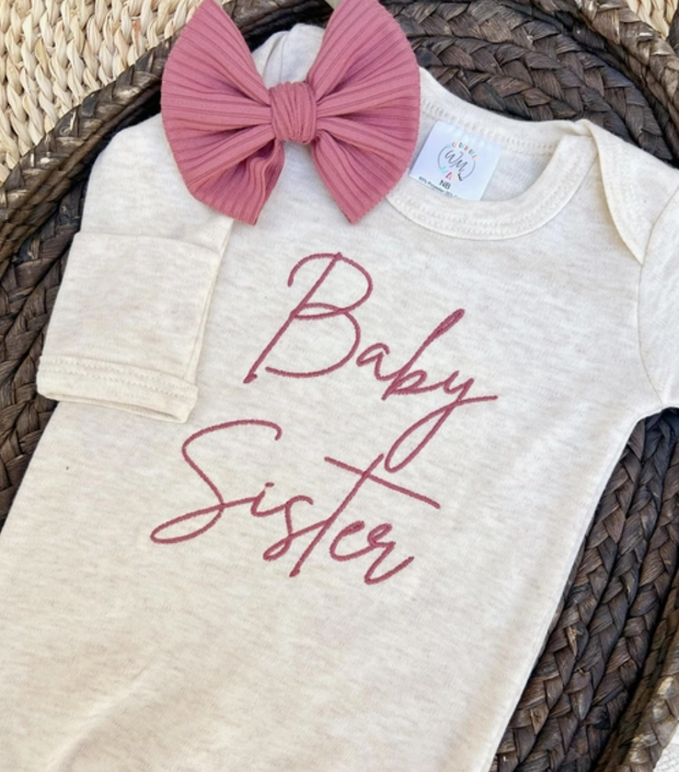 Baby Sister Embroidered Baby Romper - Romper Only