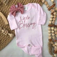 Little Blessing (Pink) Embroidered Baby - Romper Only