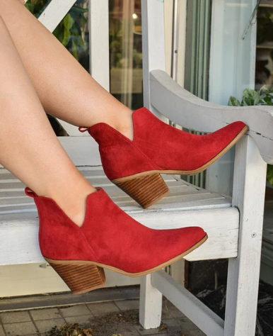 Corkys Sassy Pants Faux Suede Booties - Red