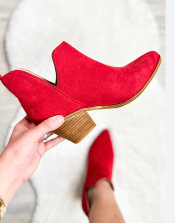 Corkys Sassy Pants Faux Suede Booties - Red