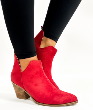 Corkys Sassy Pants Faux Suede Booties - Red