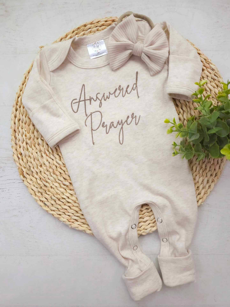 Answered Prayer Embroidered Baby - Romper Only