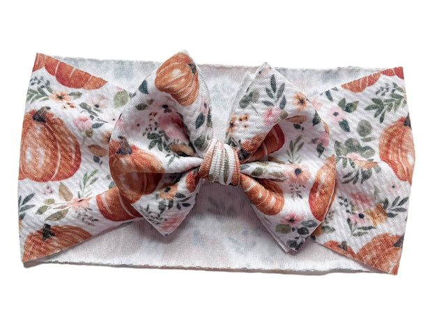 Pumpkin Floral Headband Baby Bow