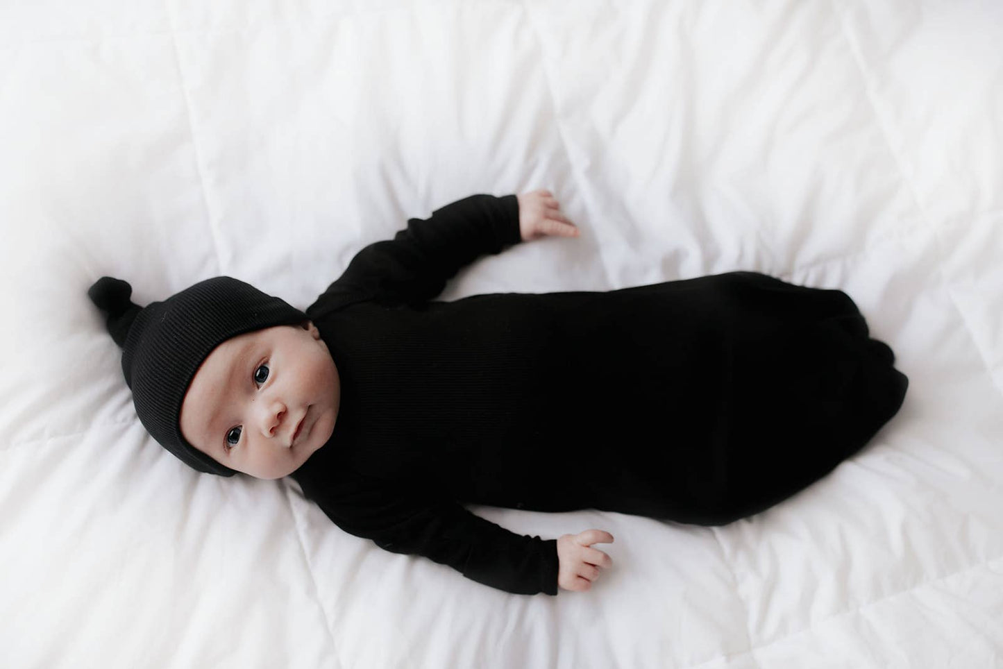 Black Ribbed Knotted Gown