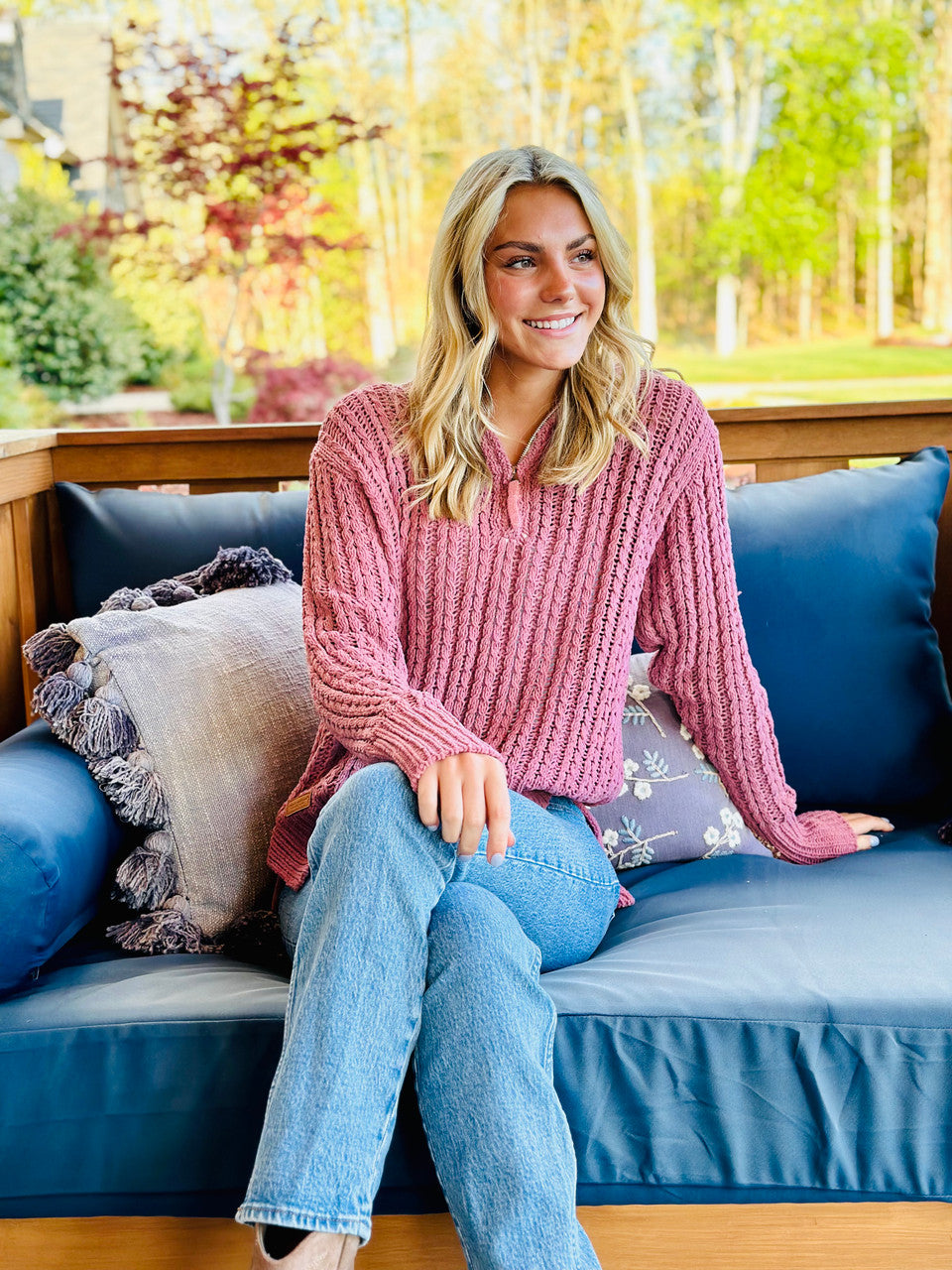 Simply Southern So Soft Quarter Zip Sweater in Plum